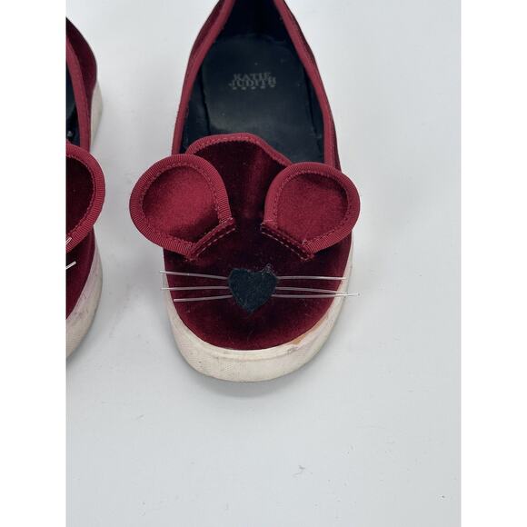 ⭐️ Katie Judith Shoe Flats Burgundy Velvet Mouse Sz 35 - Picture 3 of 10